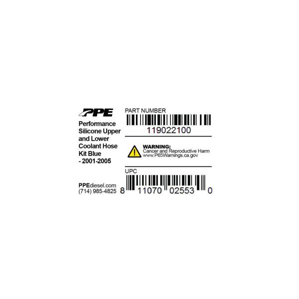 PPE Diesel - PPE Diesel Coolant Hose Kit 01-05 LB7 LLY (Blue) 119022100