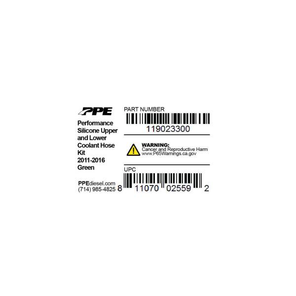 PPE Diesel - PPE Diesel Coolant Hose Kit (2011-16) LML (Green) 119023300