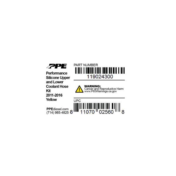 PPE Diesel - PPE Diesel Coolant Hose Kit (2011-16) LML (Yellow) 119024300