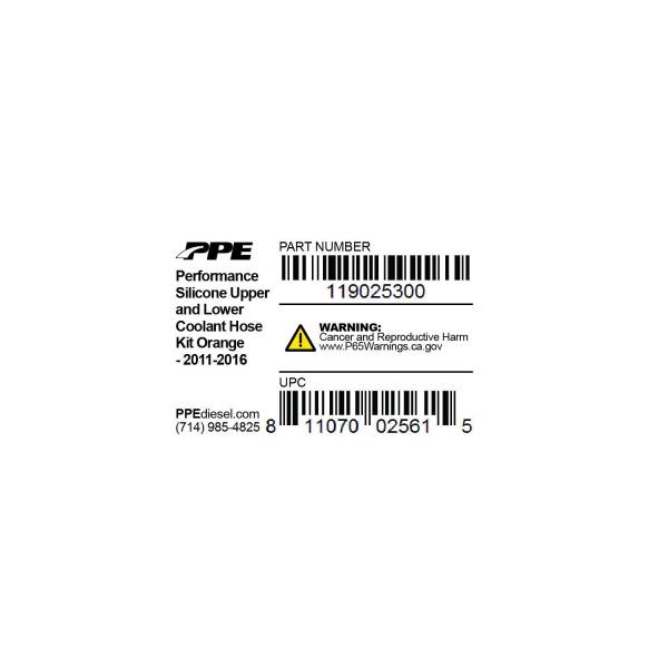 PPE Diesel - PPE Diesel Coolant Hose Kit (2011-16) LML (Orange) 119025300