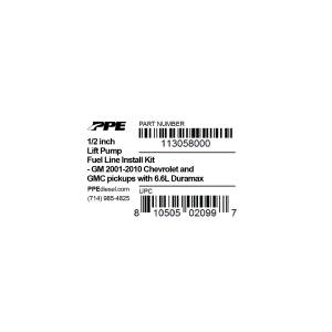 PPE Diesel - PPE Diesel Lift pump install kit 1/2 " 1/2" (use with stock fuel pickup) 113058000 - Image 2